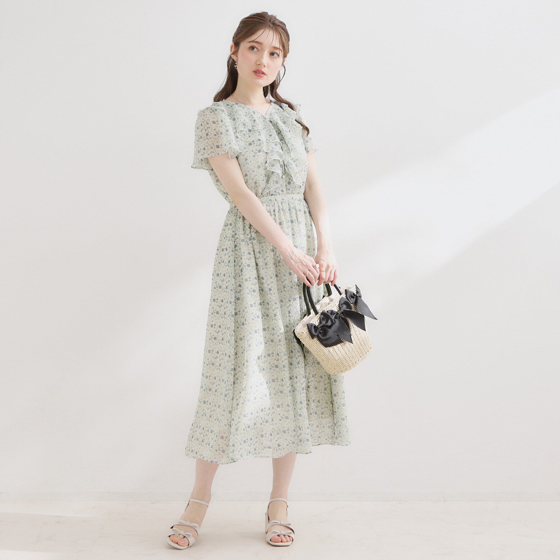 Couture broach「【洗える】花柄 フリル ワンピース」|ワンピース|