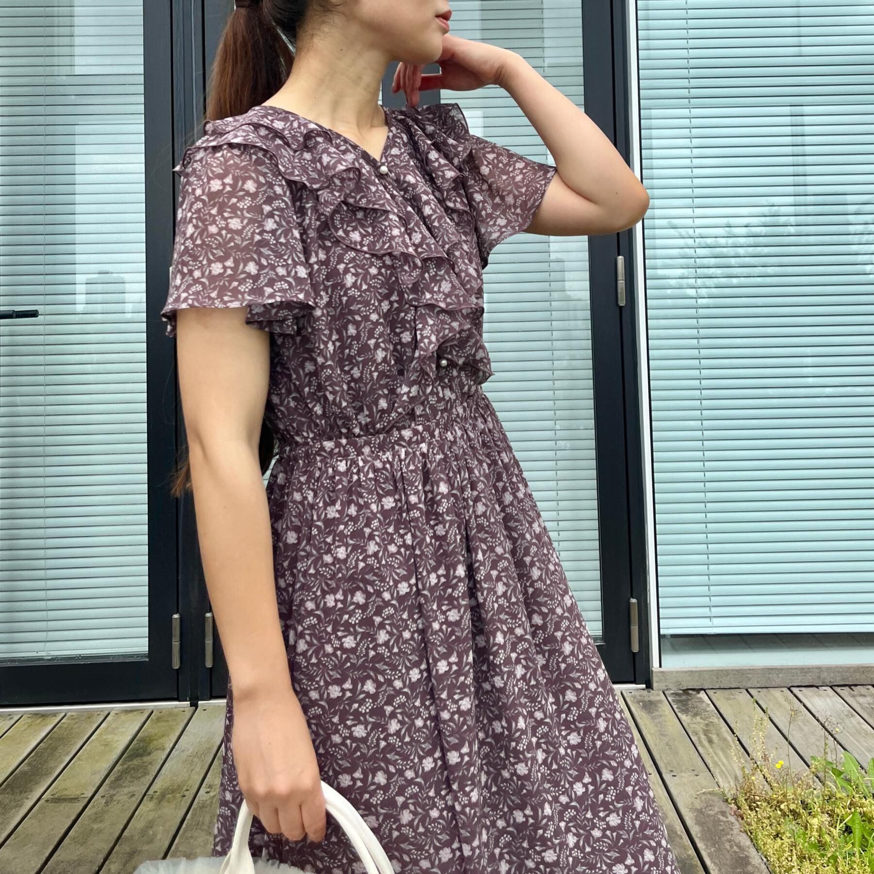 Couture broach「【洗える】花柄 フリル ワンピース」|ワンピース|