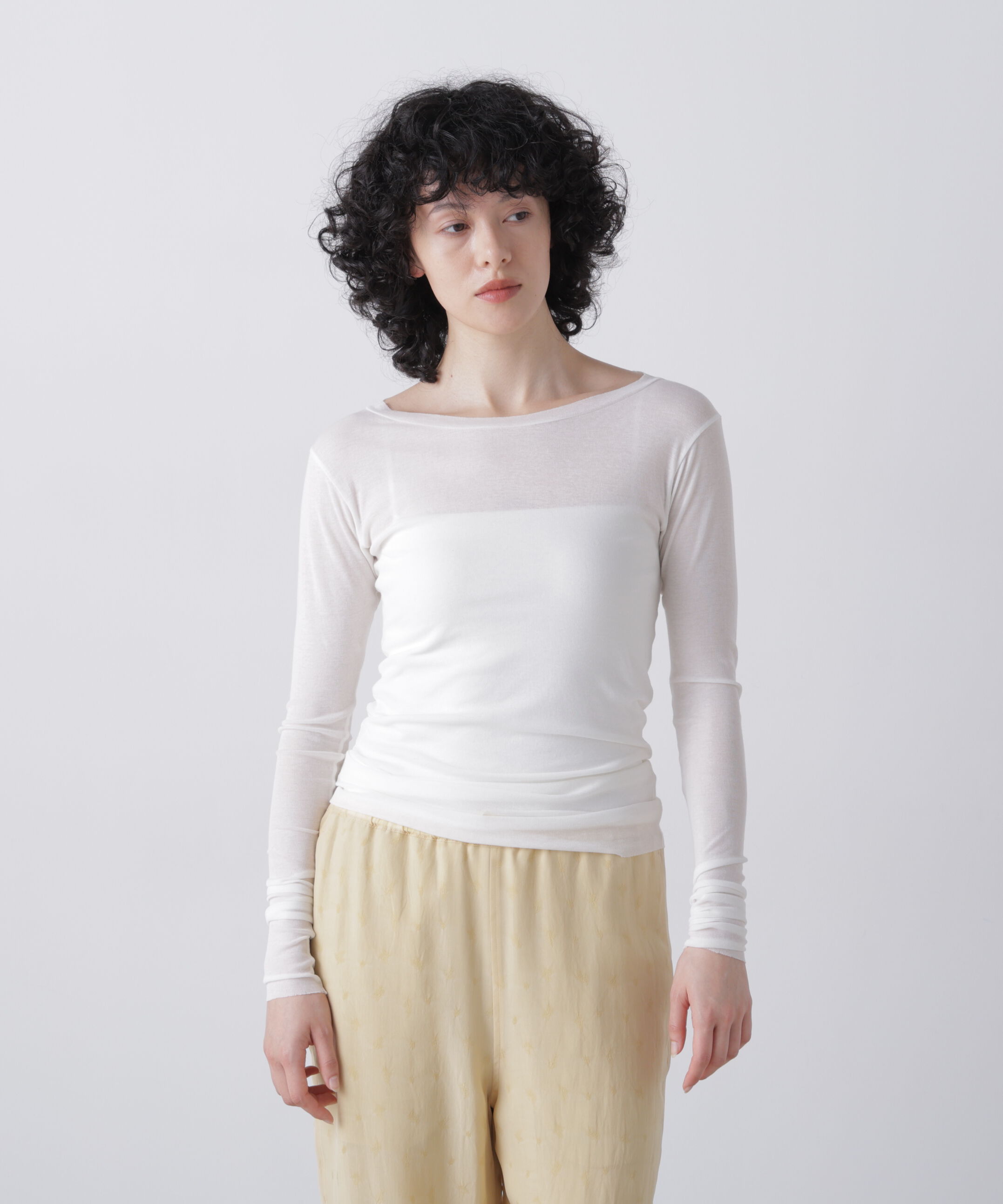 YLEVE 「YLEVE / SHEER HIGH-TWIST RIB JERSEY PULLOVER」|Tシャツ・カットソー|WHITE