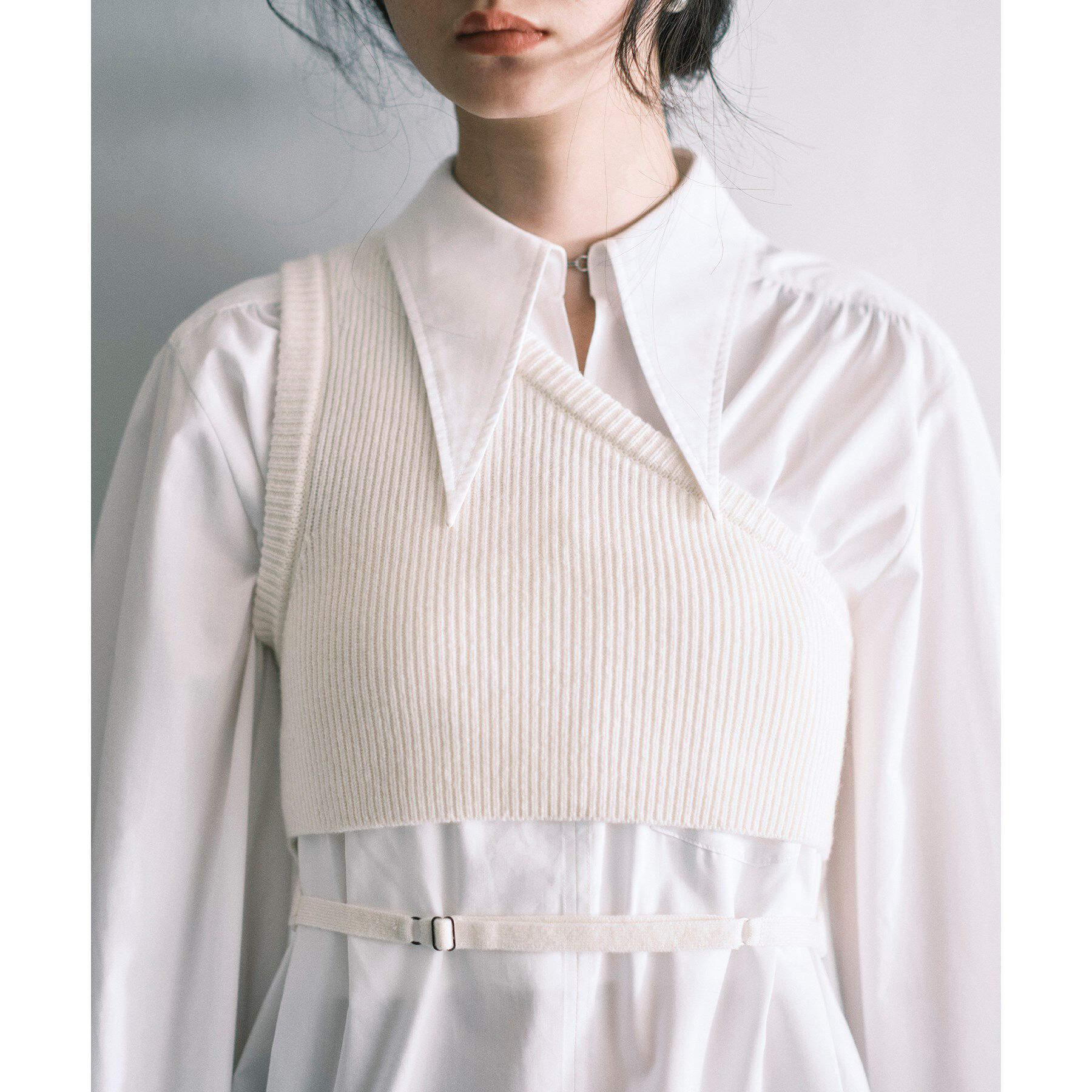 CODE A「asymmetry knit vest」|ニット・セーター|オフホワイト(003