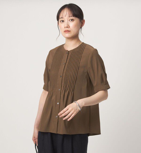 UNITED ARROWS green label relaxing「ピンタック 5分袖 ブラウス」|シャツ・ブラウス|DK.BROWN