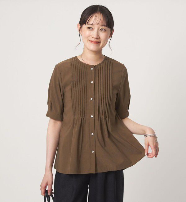UNITED ARROWS green label relaxing「ピンタック 5分袖 ブラウス」|シャツ・ブラウス|