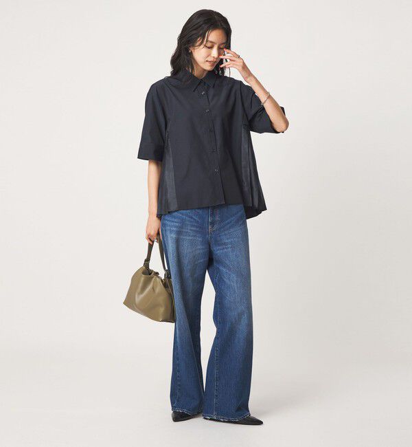 UNITED ARROWS green label relaxing「プリーツ ドッキング ショートスリーブ シャツ」|シャツ・ブラウス|