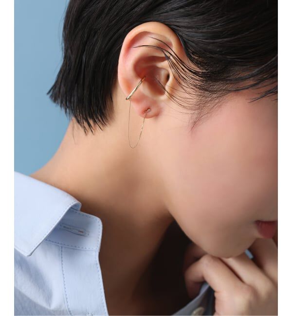 Lilas by Spick&Span「ダイヤピアスチェーンイヤーカフ K10（片耳）」|ピアス|ゴールド