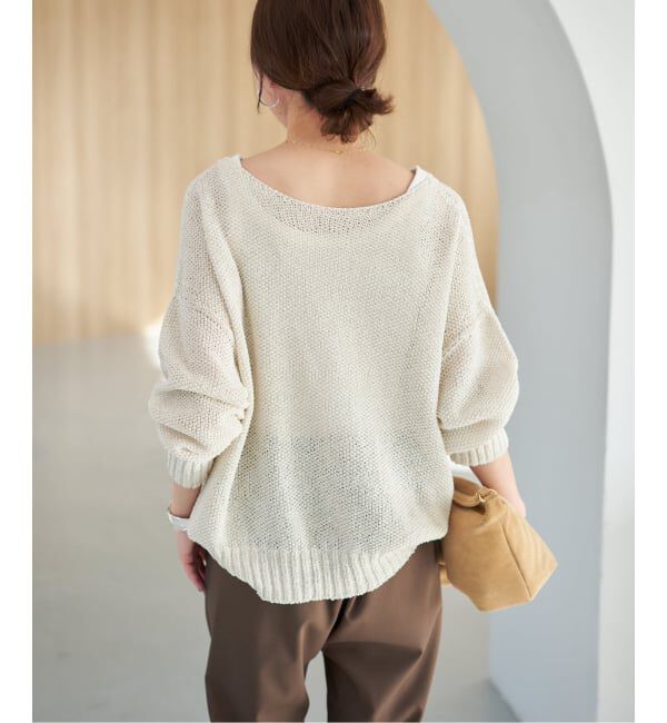 Spick and Span「《WEB限定カラー有り / 追加》ペーパーヤーン2WAYルーズプルオーバー」|ニット・セーター|