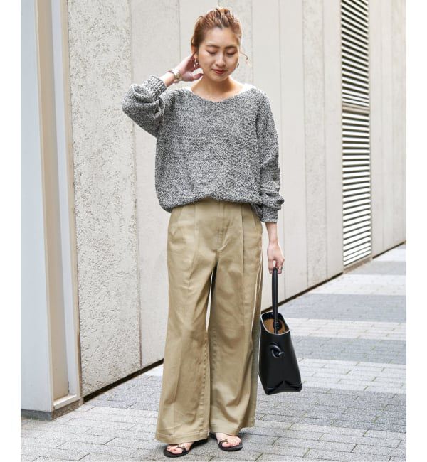 Spick and Span「《WEB限定カラー有り / 追加》ペーパーヤーン2WAYルーズプルオーバー」|ニット・セーター|