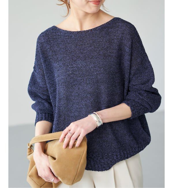 Spick and Span「《WEB限定カラー有り / 追加》ペーパーヤーン2WAYルーズプルオーバー」|ニット・セーター|ネイビー