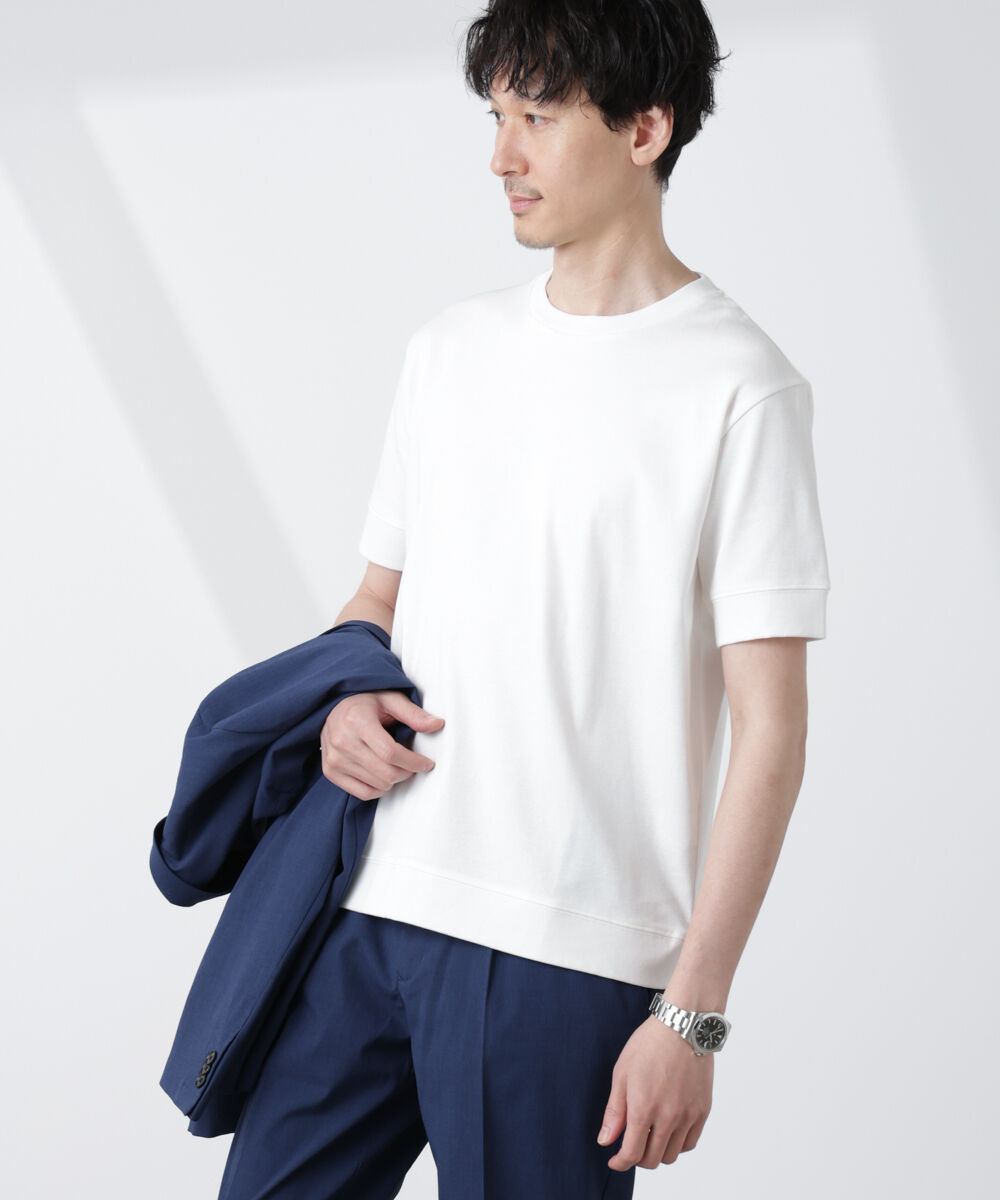 NANO universe「[FORMAL JERSEY]クルーネックカットソー半袖」|Tシャツ・カットソー|ホワイト