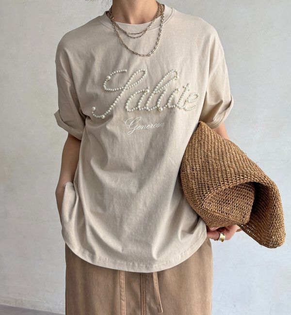  「パールロゴTEE」|Tシャツ・カットソー|ベージュ
