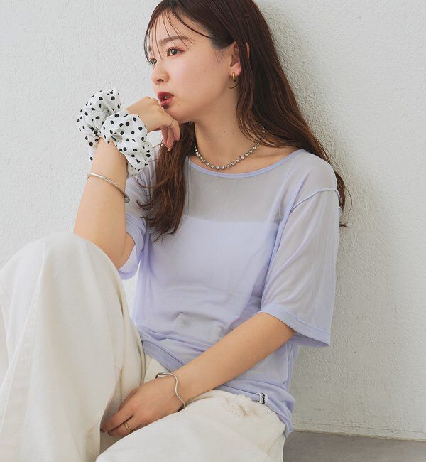  「チュールシアーTシャツ」|Tシャツ・カットソー|ブルー
