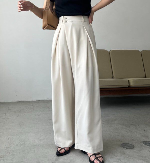  「ホックベルトワイドパンツ」|チノ|エクリュ