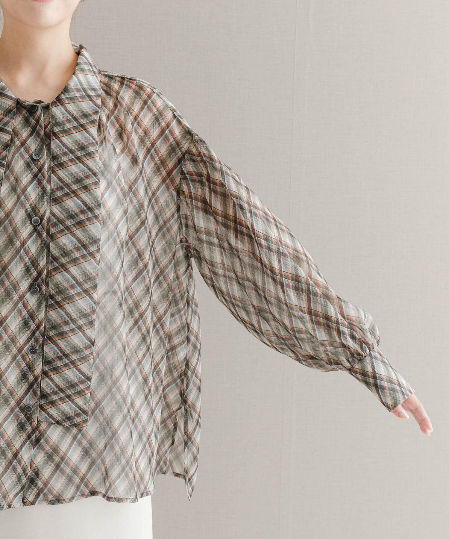 URBAN RESEARCH ROSSO「チェックボウタイボリュームブラウス」|シャツ・ブラウス|