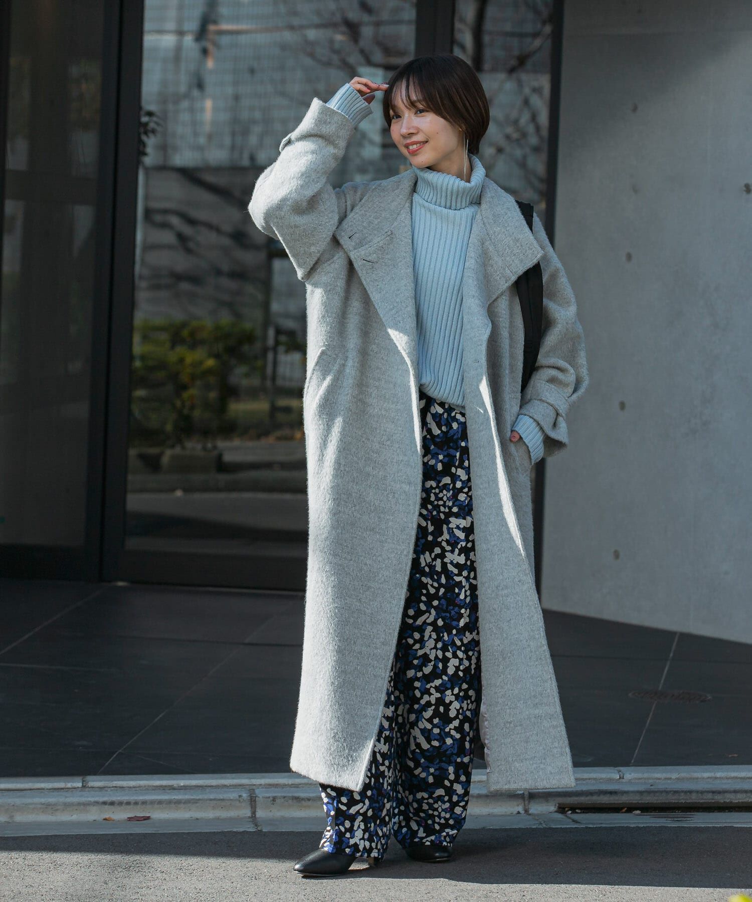 URBAN RESEARCH ROSSO「アルパカ混シャギースタンドコート」|ノーカラーコート|
