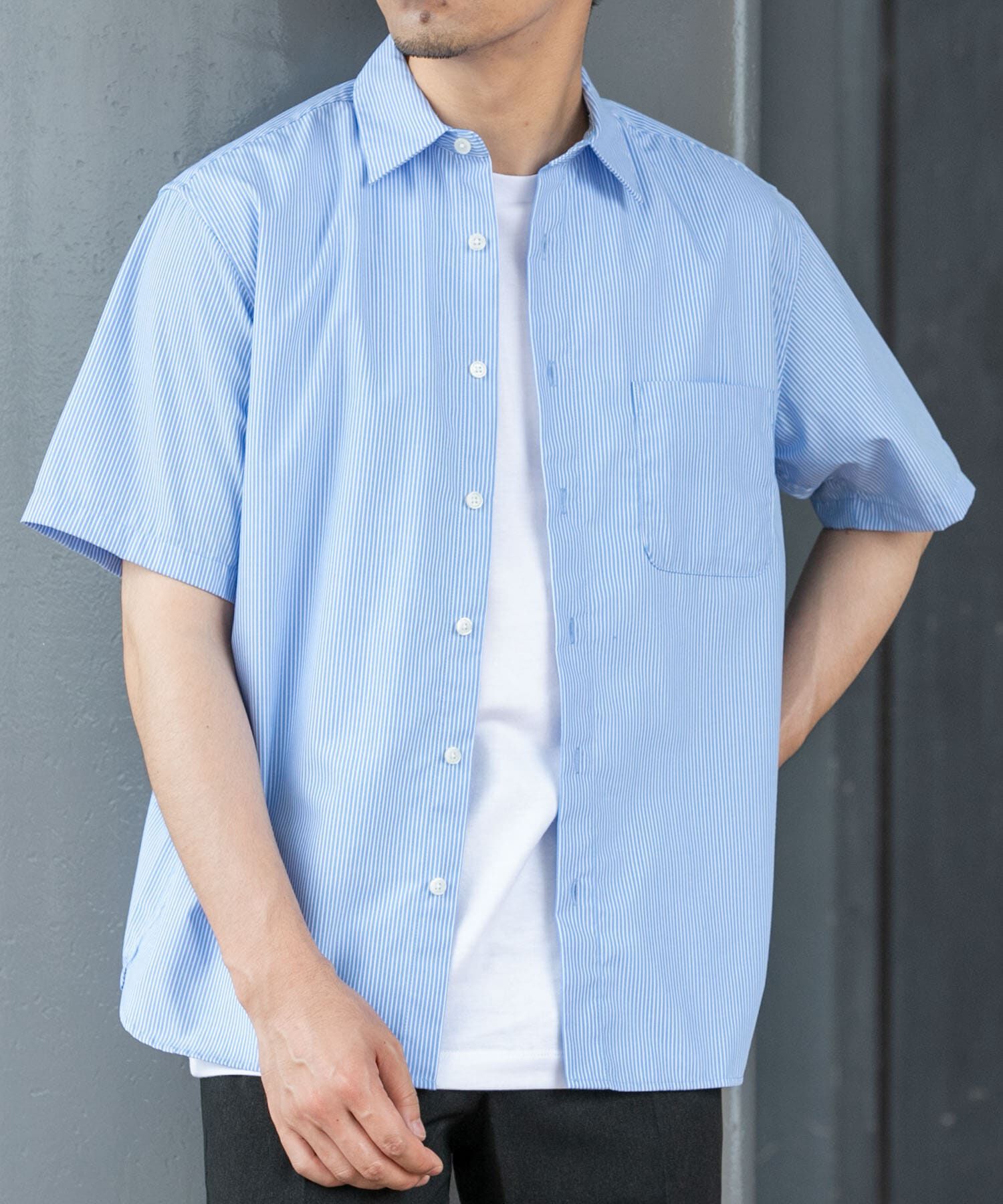 URBAN RESEARCH ROSSO「『XLサイズあり』『防シワ/防臭』アーバンリラックスブロード半袖シャツ」|シャツ・ブラウス|ライトブルー