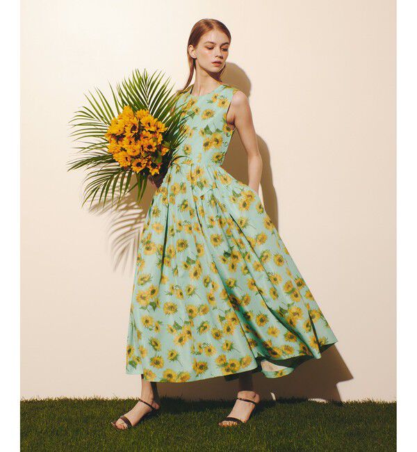 LOULOU WILLOUGHBY「WEB 一部店舗限定 サンフラワープリントバッククロスワンピース」|ワンピース|