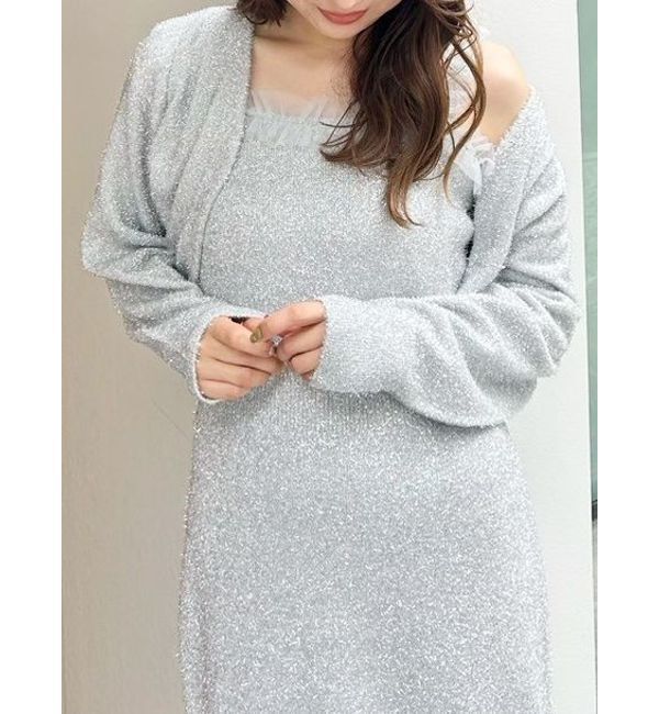 MERCURYDUO「ラメシャギーカーデセットキャミニットワンピース」|ワンピース|