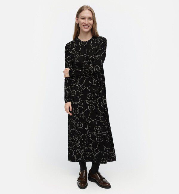 Marimekko「Sh Kolmin Piirto Unikko ワンピース」|ワンピース|ﾌﾞﾗｯｸ&times;ｵﾌﾎﾜｲﾄ