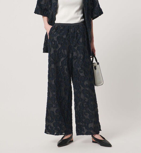 UNITED ARROWS「カット ジャガード ストレート パンツ ‐ウォッシャブル‐」|チノ|NAVY