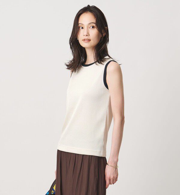 UNITED ARROWS「リブ バイカラーパイピング ノースリーブ Tシャツ」|タンクトップ|