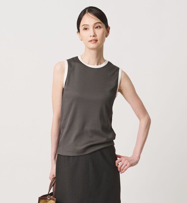 UNITED ARROWS「リブ バイカラーパイピング ノースリーブ Tシャツ」|タンクトップ|