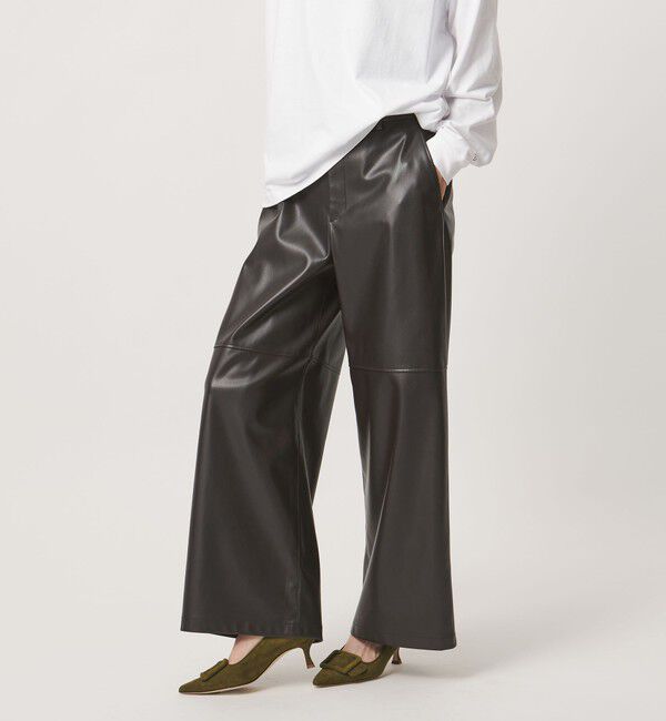 UNITED ARROWS「レザーライク ワイドパンツ‐ウォッシャブル‐」|その他|