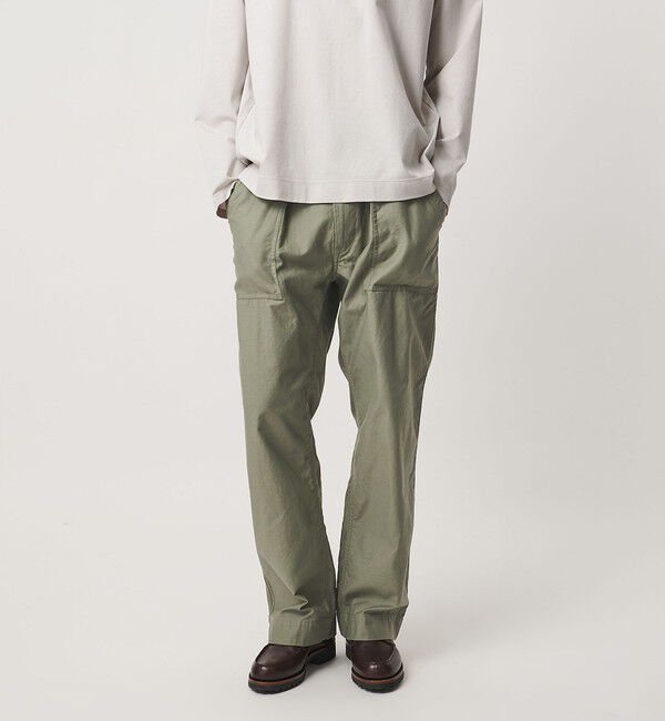 UNITED ARROWS「オーガニックコットン バックサテン ファティーグパンツ」|チノ|OLIVE