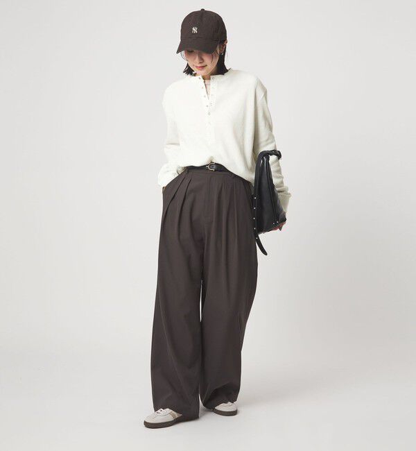 UNITED ARROWS green label relaxing「【WEB限定】＜at ease＞ワッフル ヘンリーネック ロングスリーブ カットソー」|Tシャツ・カットソー|