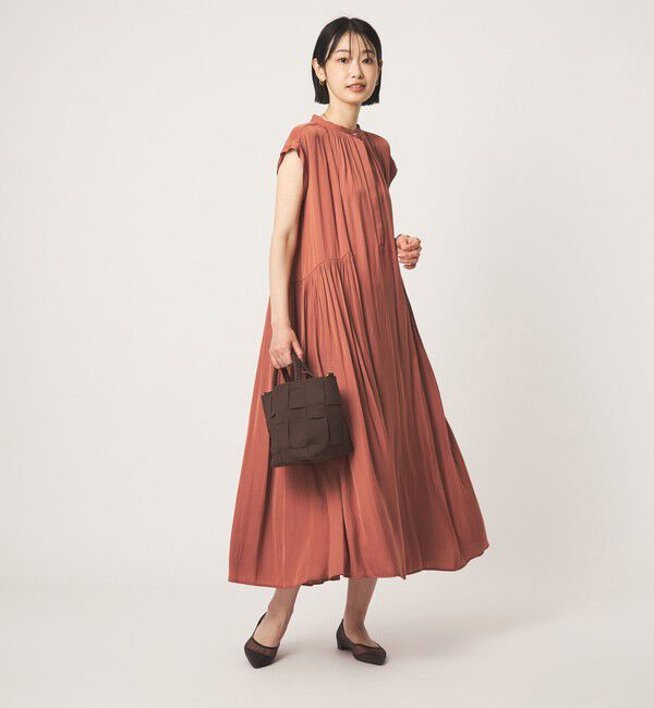 UNITED ARROWS green label relaxing「サテン ギャザー フレンチスリーブ ワンピース」|ワンピース|ORANGE