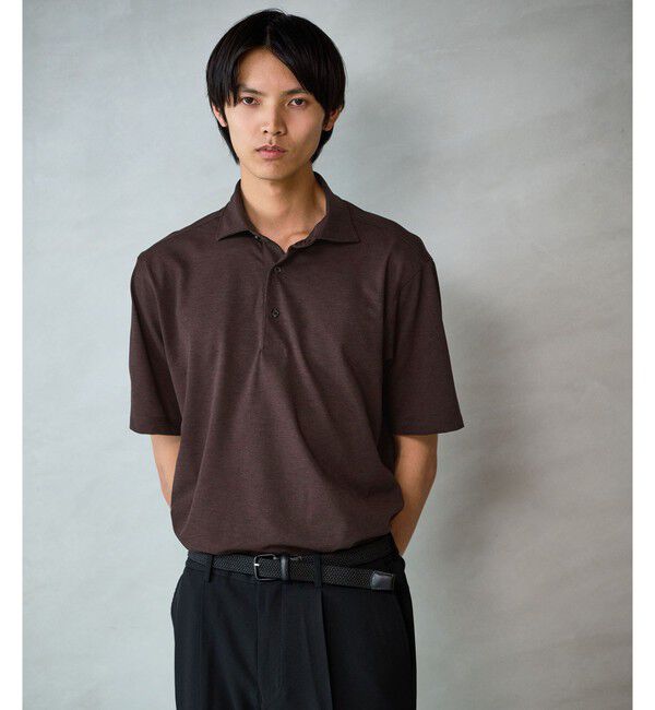 UNITED ARROWS green label relaxing「プライムフレックス ドット メッシュ カッタウェイ ビズポロ ポロシャツ -ストレッチ・吸水速乾・通気性-」|ポロシャツ|DK.BROWN