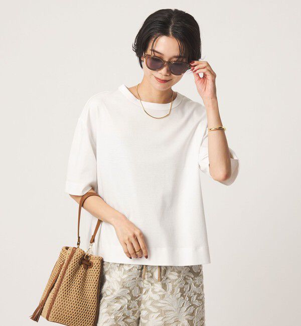 UNITED ARROWS green label relaxing「クロップド ポンチ Tシャツ 2」|Tシャツ・カットソー|OFF WHITE