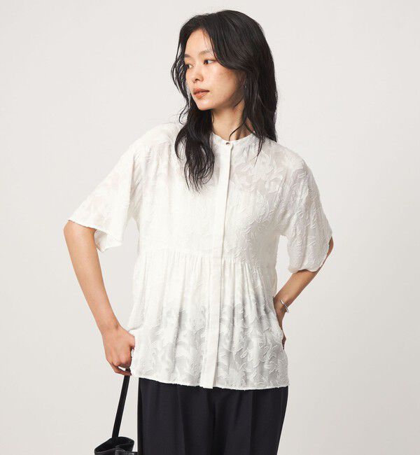UNITED ARROWS green label relaxing「カット ジャガード 5分袖 ブラウス」|シャツ・ブラウス|