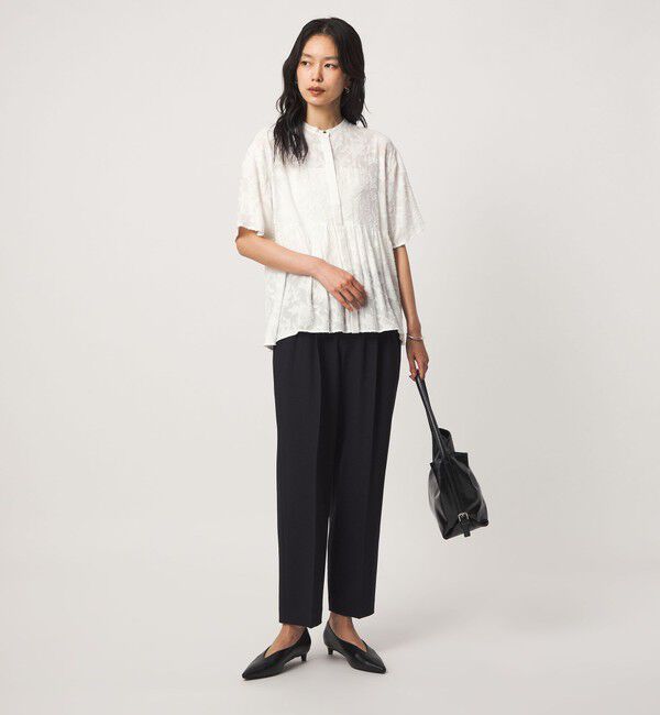 UNITED ARROWS green label relaxing「カット ジャガード 5分袖 ブラウス」|シャツ・ブラウス|
