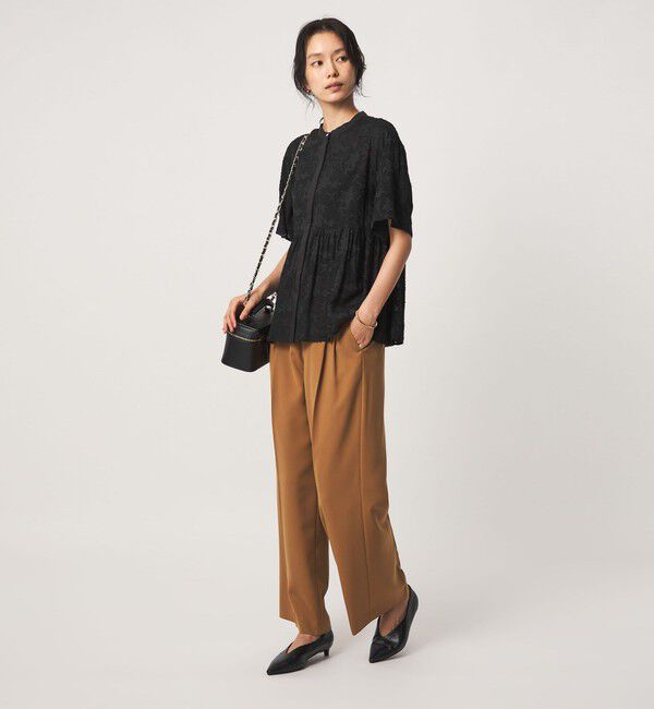 UNITED ARROWS green label relaxing「カット ジャガード 5分袖 ブラウス」|シャツ・ブラウス|