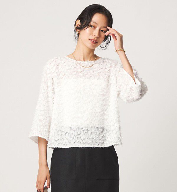 UNITED ARROWS green label relaxing「レオパード カット ジャガード ブラウス」|シャツ・ブラウス|OFF WHITE