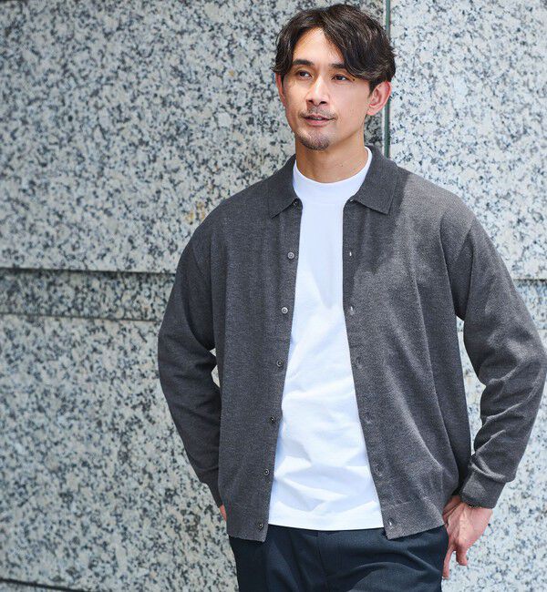 UNITED ARROWS green label relaxing「【WEB限定】JUST fit ハイゲージ ポロニット カーディガン」|カーディガン|