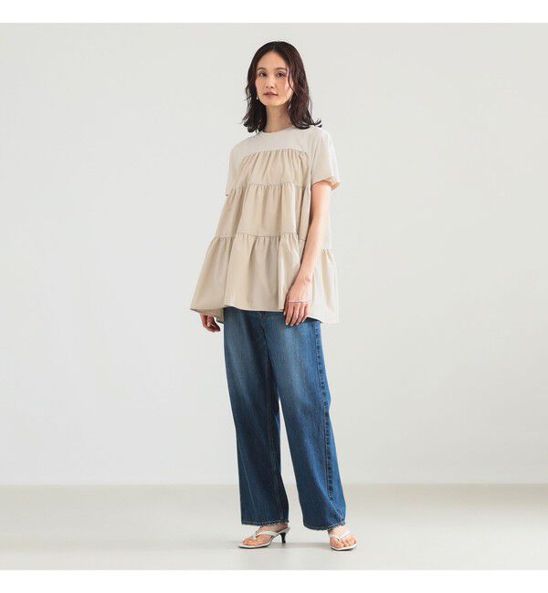 Demi-Luxe BEAMS 「【UVカット】コンビ ティアード プルオーバー」|シャツ・ブラウス|