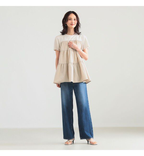 Demi-Luxe BEAMS 「【UVカット】コンビ ティアード プルオーバー」|シャツ・ブラウス|