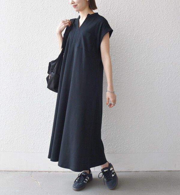 SHIPS any「SHIPS any:〈接触冷感/汗染み防止加工/洗濯機可能〉スキッパー Aライン ワンピース」|ワンピース|