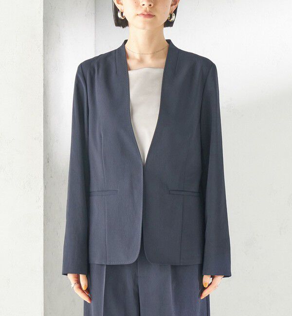 SHIPS for women「〈洗濯機可能/接触冷感/吸水速乾〉FUNCTION カラーレス ジャケット（セットアップ対応可）」|ノーカラージャケット|
