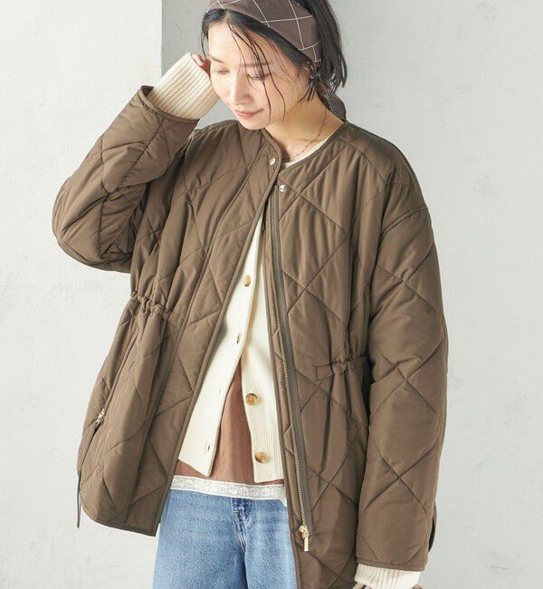 SHIPS for women「《予約》〈撥水加工/手洗い可能〉HEAT 中綿 キルティング ジップ ブルゾン」|ブルゾン・スタジャン|カーキ