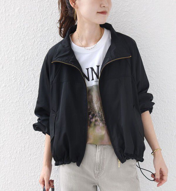 SHIPS for women「《予約》【WEB限定】〈手洗い可能〉レース ヘム スタンド ネック ギャザー ブルゾン」|ブルゾン・スタジャン|