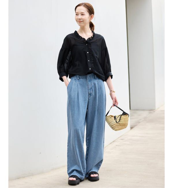 SLOBE IENA「《4サイズ展開/追加2》LEDENIM TUCK TROUSERデニム」|デニム|