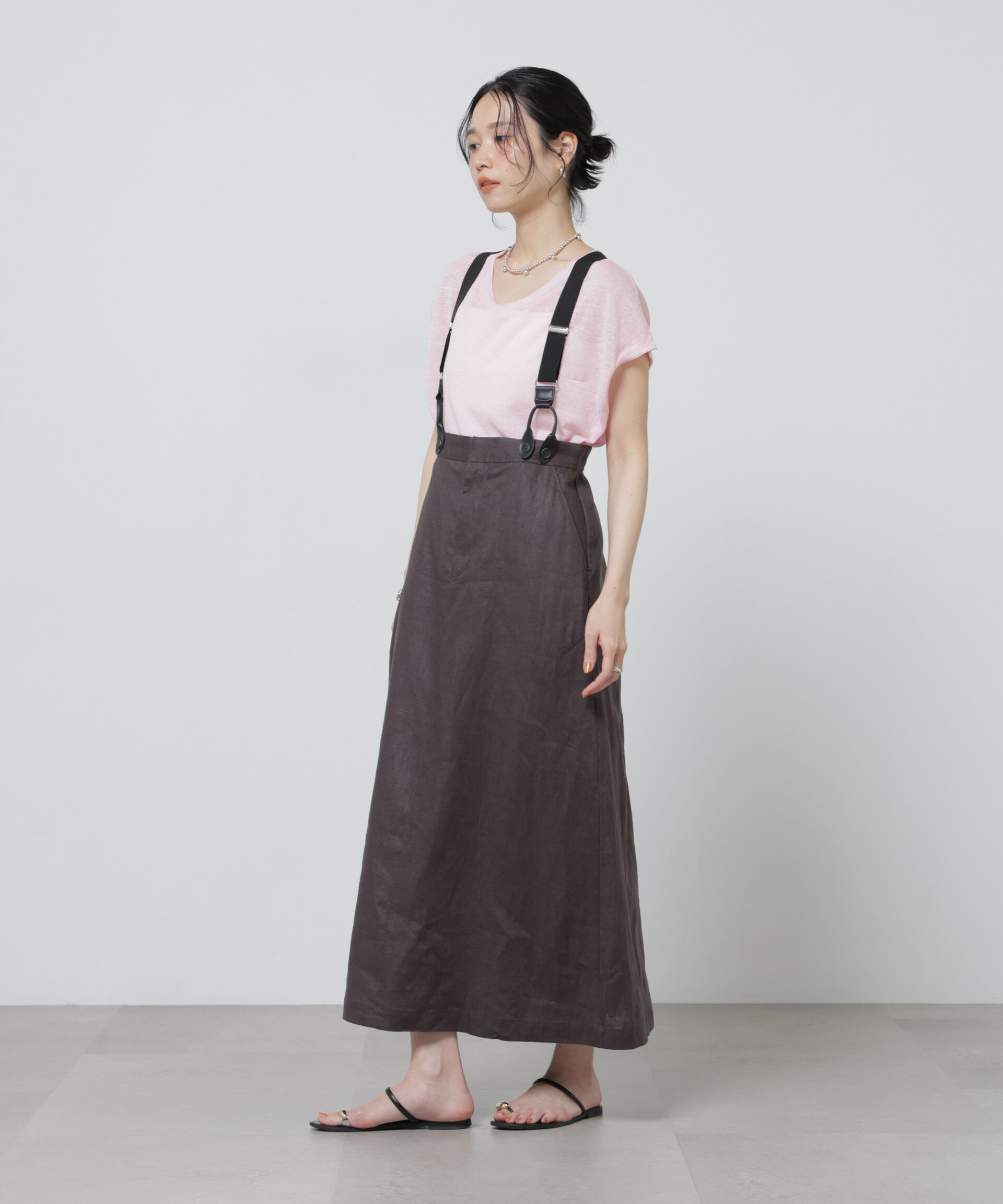 NANO universe「European Flax サスペンダー付きスカート(セットアップ可)」|スカート|