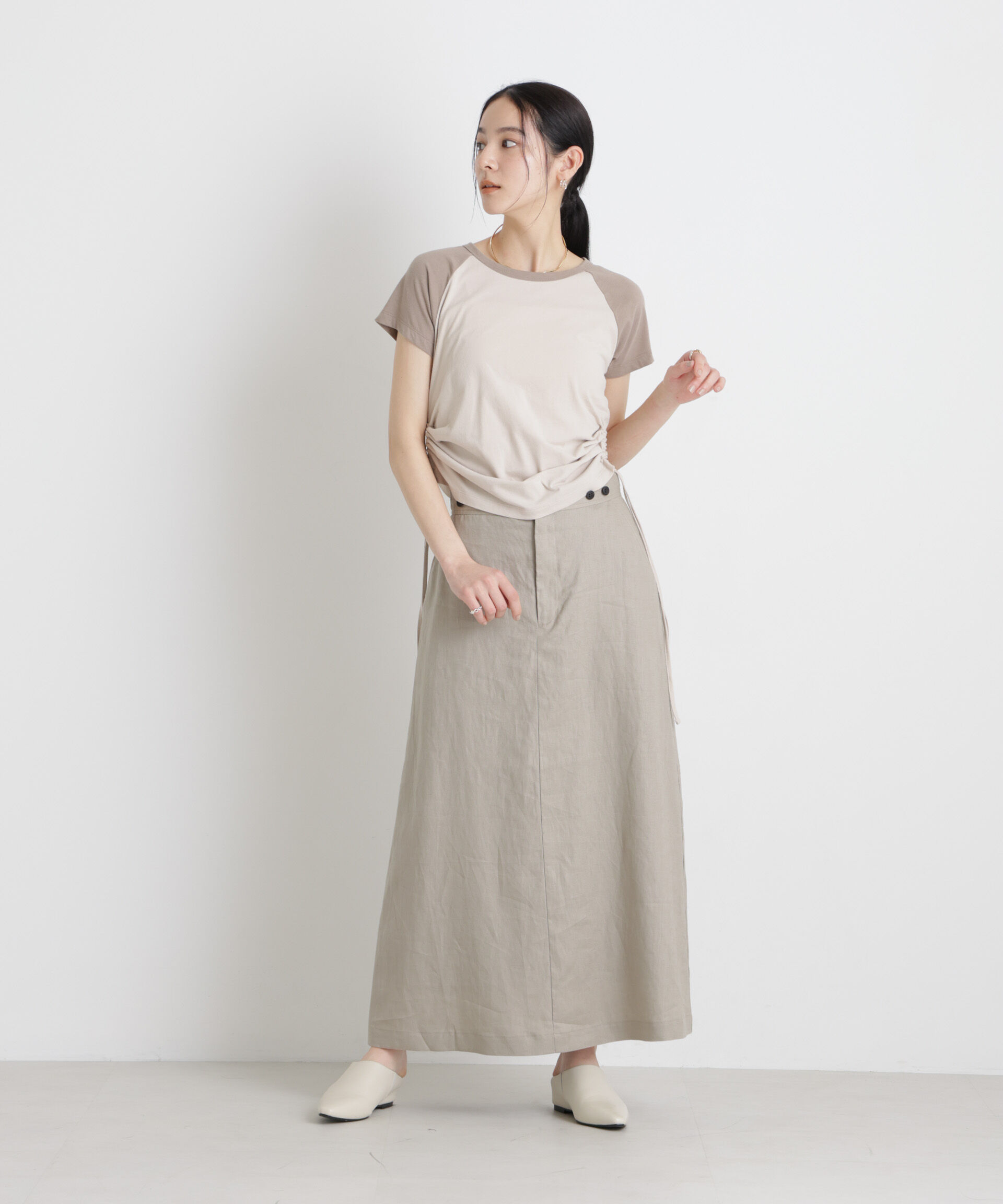 NANO universe「European Flax サスペンダー付きスカート(セットアップ可)」|スカート|