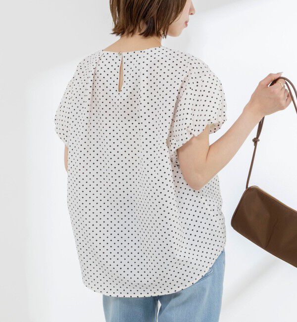 NOLLEY'S「【WEB限定】ウォッシャブルサッカードット袖ギャザーブラウス」|シャツ・ブラウス|