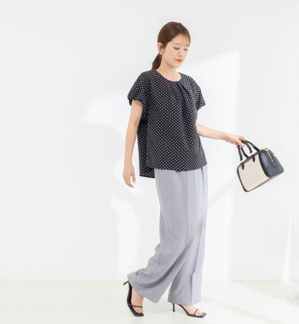 NOLLEY'S「【WEB限定】ウォッシャブルサッカードット袖ギャザーブラウス」|シャツ・ブラウス|