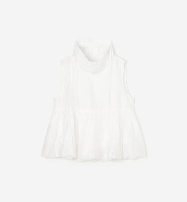  「eunoia｜ドローストリング ハイネックブラウス WOMEN」|シャツ・ブラウス|WHITE