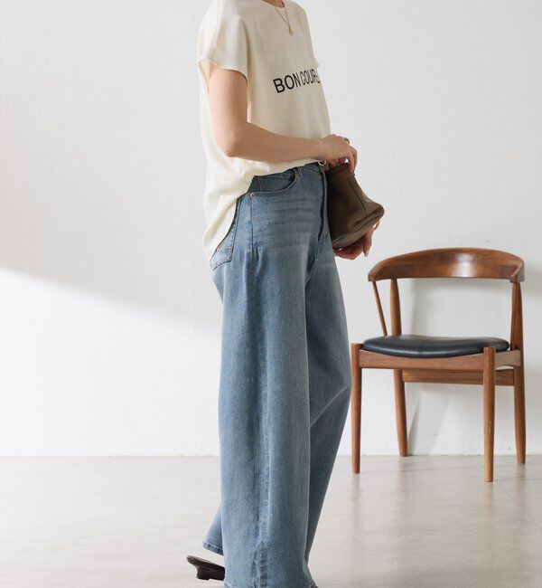  「【秋にも使える／前後２WAY 】ジョーゼットフレンチロゴTシャツ」|Tシャツ・カットソー|