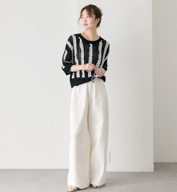 「ベルト付きカーブワイドデニム」|デニム|