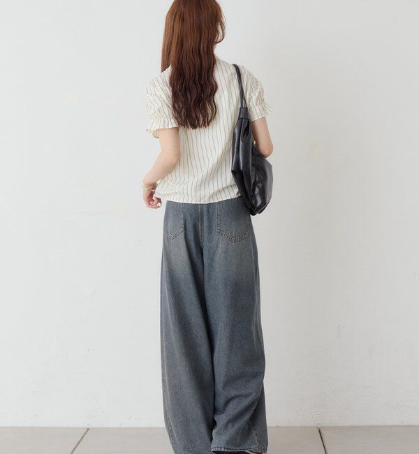  「ベルト付きカーブワイドデニム」|デニム|